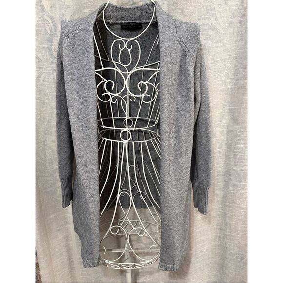 Nice JOAN VASS Heathered Open Front Long Line Cardigan size small Great Conditio - Picture 1 of 4